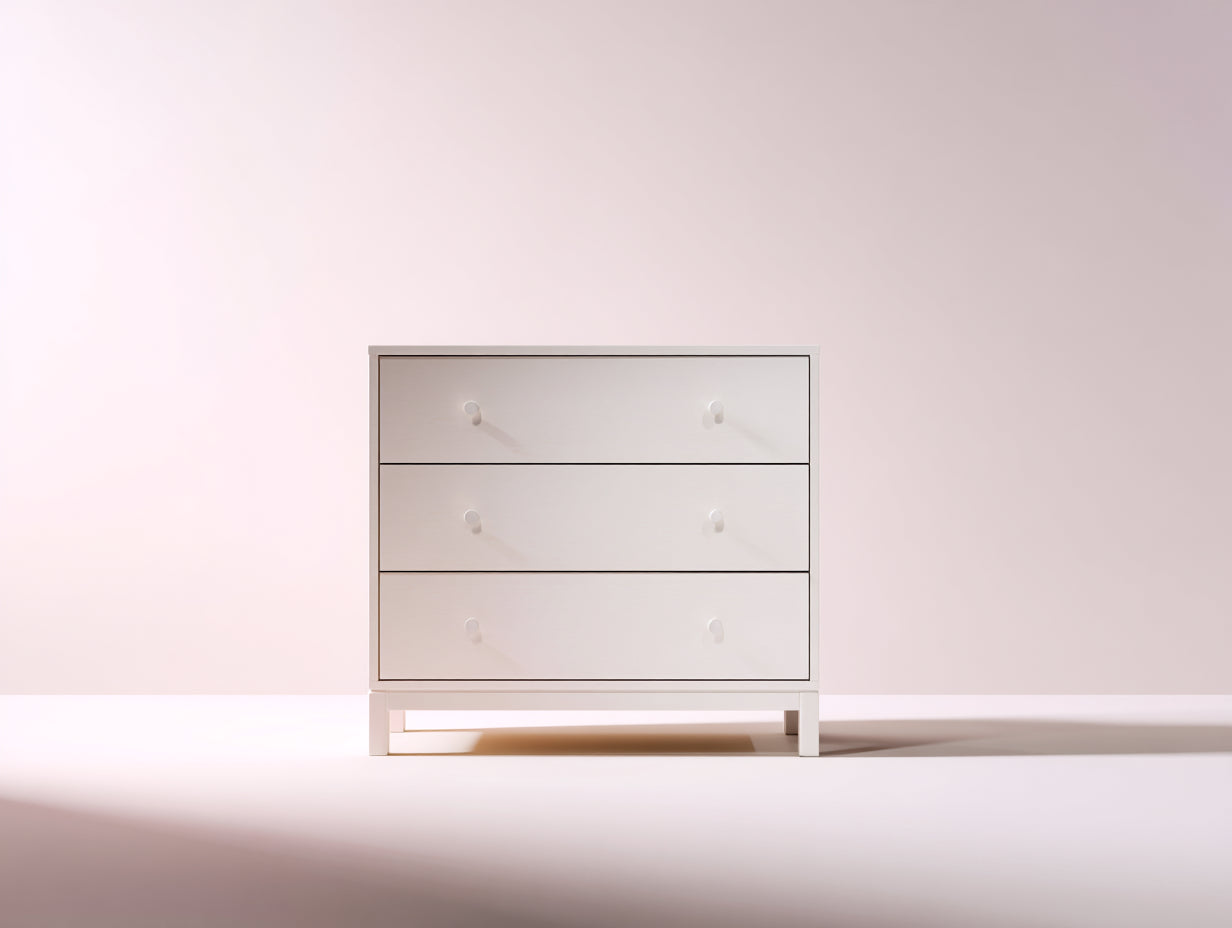 Kommode mit Schubladen aus weißem Holzwerkstoff 85 x 42 x 90 cm - 3 Schubladen - Modernes minimalistisches Design