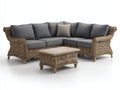 Gartensofa mit Couchtisch aus naturbraunem Polyrattan 250 x 250 x 85 cm - Dunkelgrau - Klassisches Lounge-Design