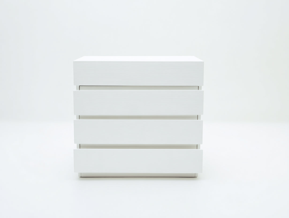 Kommode mit Schubladen 80x42x90 cm - Weiß - modernes griffloses Design mit vier breiten Schubladen