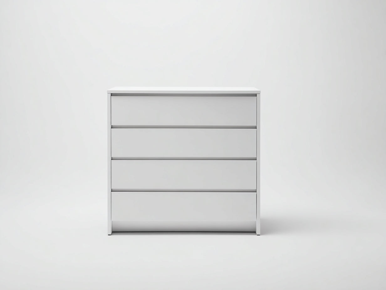 Kommode mit Schubladen aus Holzwerkstoff 80 x 40 x 95 cm - Weiß - 4 grifflose Schubladen