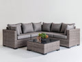 Gartensofa Set aus Polyrattan 230 x 230 x 76 cm - Braun und Grau - L-Form mit quadratischem Glastisch