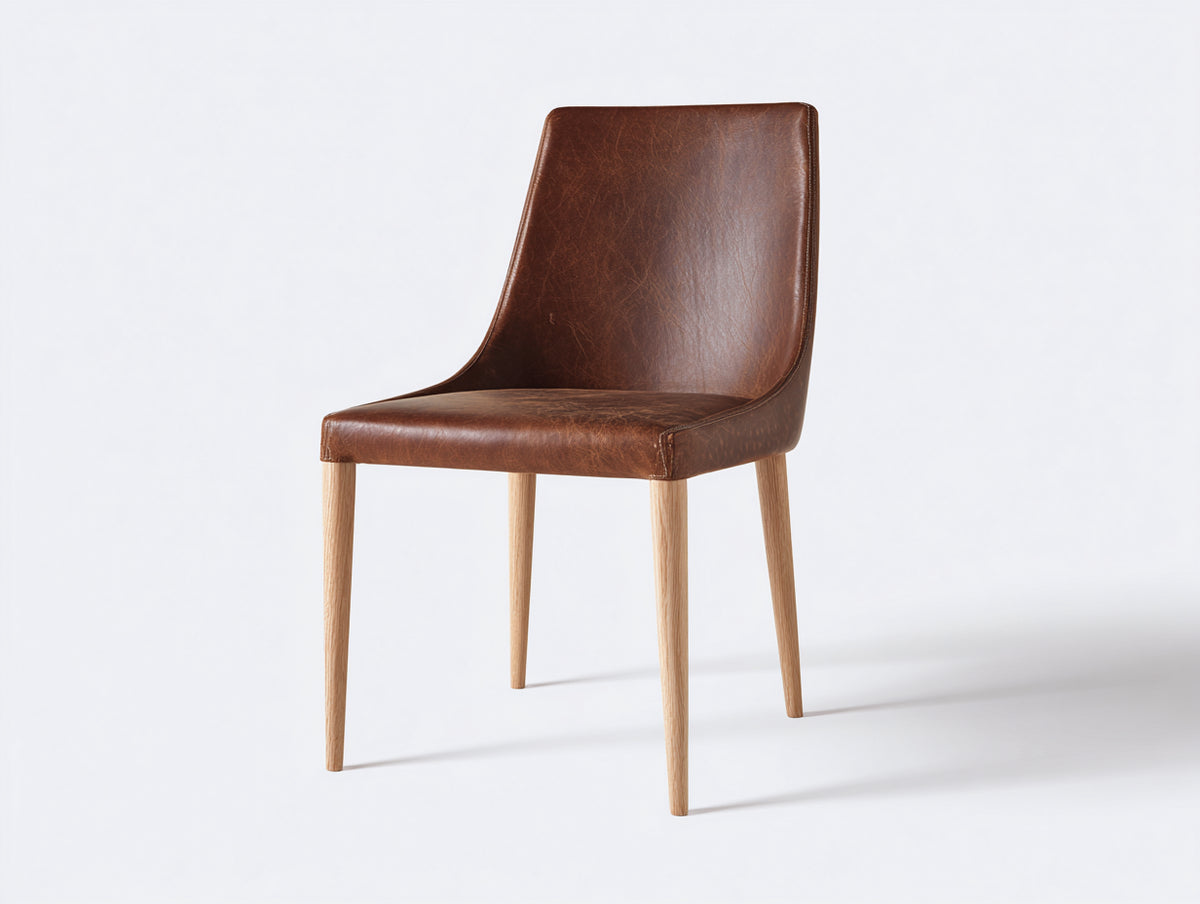Esszimmerstuhl mit Kunstlederbezug und Holzgestell 49 x 56 x 86 cm - Dunkelbraun Naturholz - Modernes Design für Esszimmer und Küche