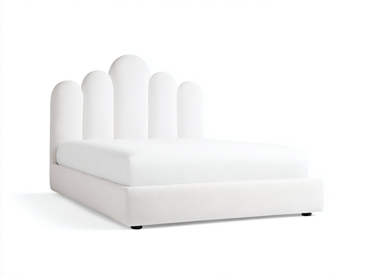Doppelbett mit Polsterrahmen 220x180x120 cm - Weiß und Schwarz - modernes Segmentkopfteil mit niedriger Bauform