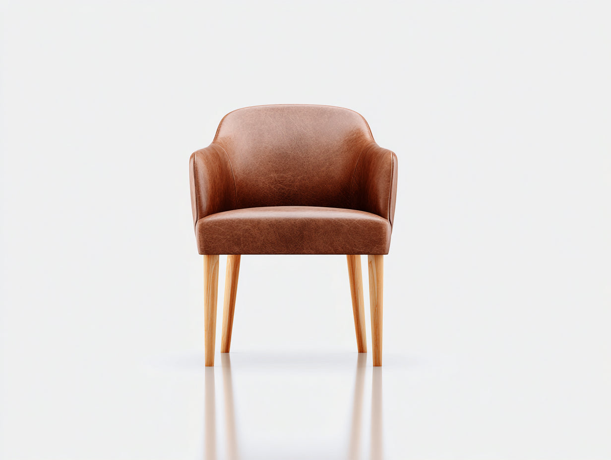 Esszimmerstuhl mit Armlehnen und Kunstlederbezug 58 x 60 x 82 cm - Dunkelbraun Naturholz - Gepolstertes Design für Esszimmer und Küche