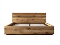 Doppelbett aus Holzwerkstoff - Eiche Natur mit schwarzen Akzenten - ca. 220 x 188 x 110 cm - Modernes Design mit Lattenrost und hohem Kopfteil