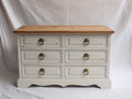 Kommode mit Schubladen aus Holz 110 x 42 x 82 cm - Weiß und Natur - 6 Schubladen im Landhausstil