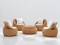 Gartensofa-Set aus Polyrattan 78x82x88 cm - Naturbraun und Cremeweiß - 5-teilig mit vier Loungesesseln