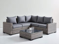 Gartensofa Set aus Polyrattan mit Gartentisch 230 x 230 x 78 cm - Grau Dunkelgrau - Eckdesign für Garten Terrasse und Außenbereich